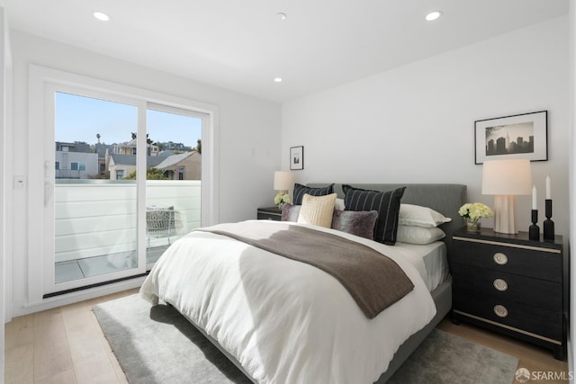 350 San Jose Ave Unit 11, San Francisco, CA 94110 - bedroom featuring recessed lighting, access to exterior, and light wood finished floors