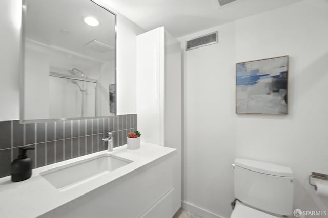 206 Donohoe St, East Palo Alto, CA 94303 - bathroom with vanity, tasteful backsplash, and a shower