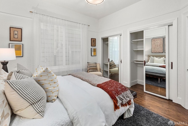 213 Virginia Ave, San Francisco, CA 94110 - bedroom featuring wood finished floors, two closets, and baseboards