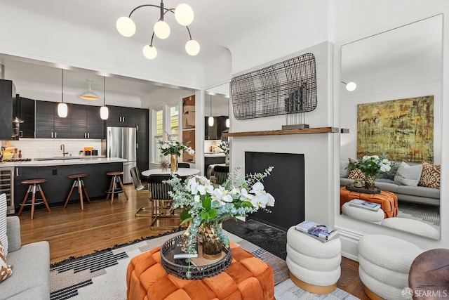 213 Virginia Ave, San Francisco, CA 94110 - living room with wood finished floors and a fireplace