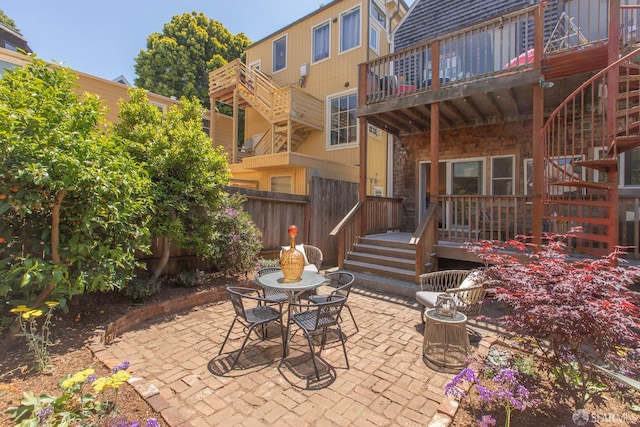 213 Virginia Ave, San Francisco, CA 94110 - view of patio / terrace with a deck and stairway