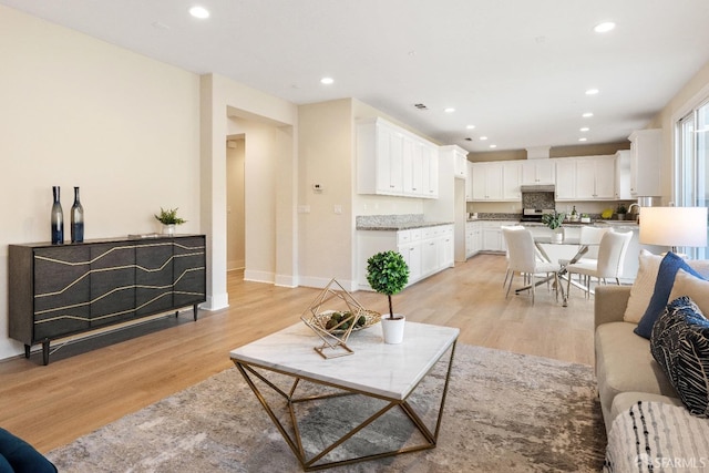 living room with light wood-type flooring