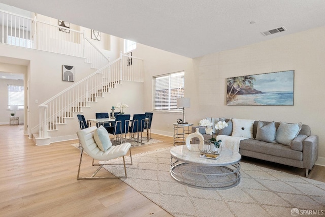 living room with hardwood / wood-style floors