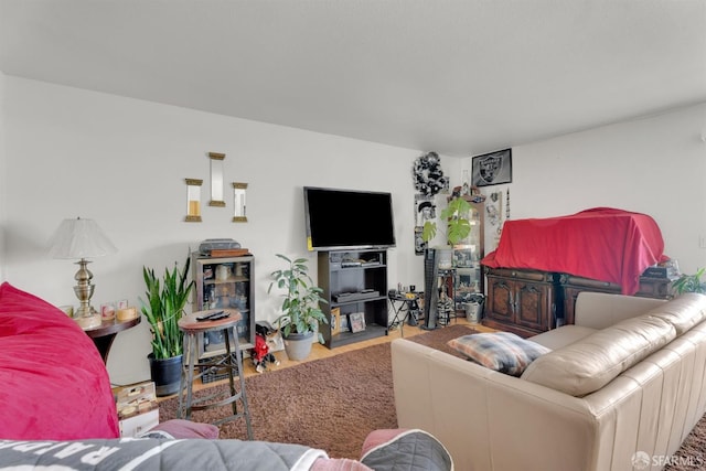 living room with hardwood / wood-style flooring