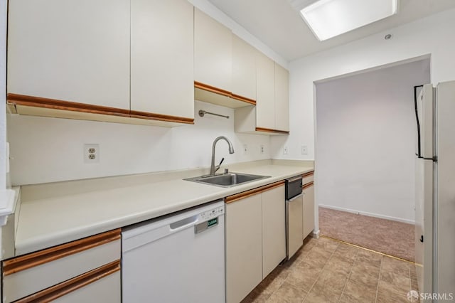 920 Mission Rd Unit 15, South San Francisco, CA 94080 - kitchen featuring white appliances, light countertops, and light carpet