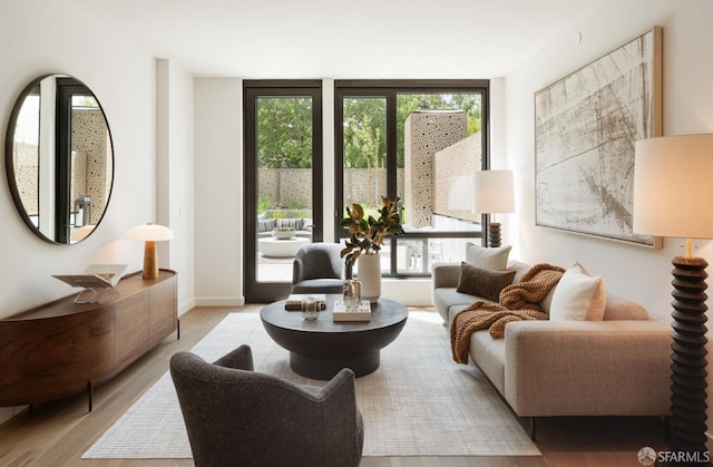 living room with wood-type flooring