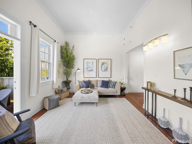 1624 Vallejo St Unit 2, San Francisco, CA 94123 - living area with wood finished floors and crown molding