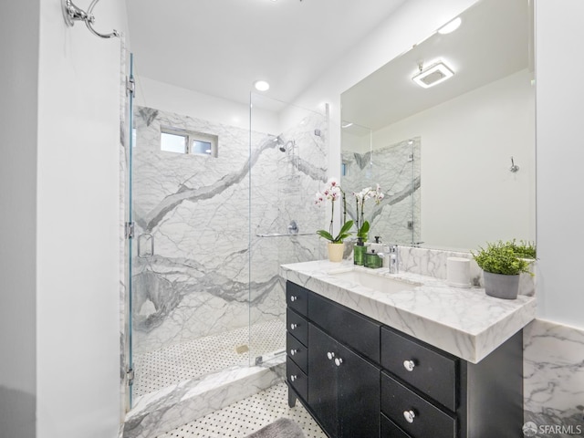 1624 Vallejo St Unit 2, San Francisco, CA 94123 - bathroom featuring vanity and a marble finish shower