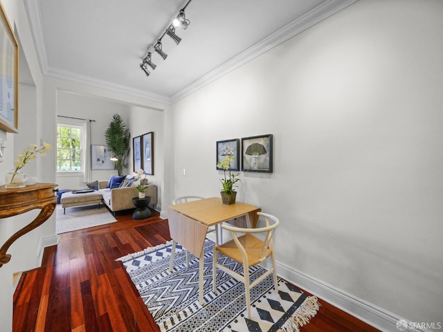 1624 Vallejo St Unit 2, San Francisco, CA 94123 - office area featuring wood finished floors, ornamental molding, and rail lighting