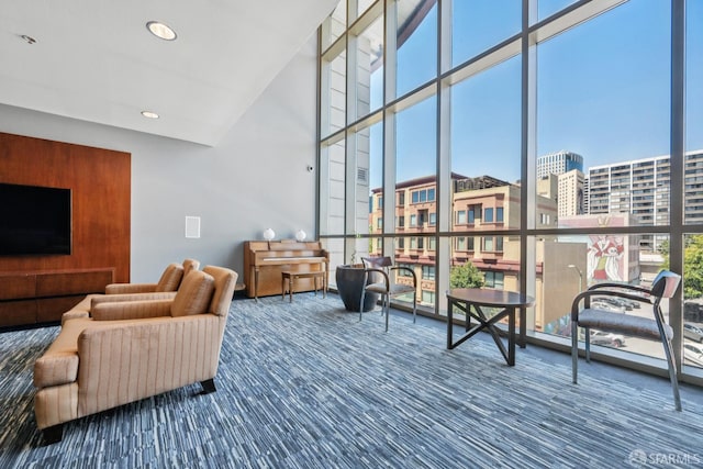423 7th St Unit 303, Oakland, CA 94607 - carpeted living room featuring floor to ceiling windows