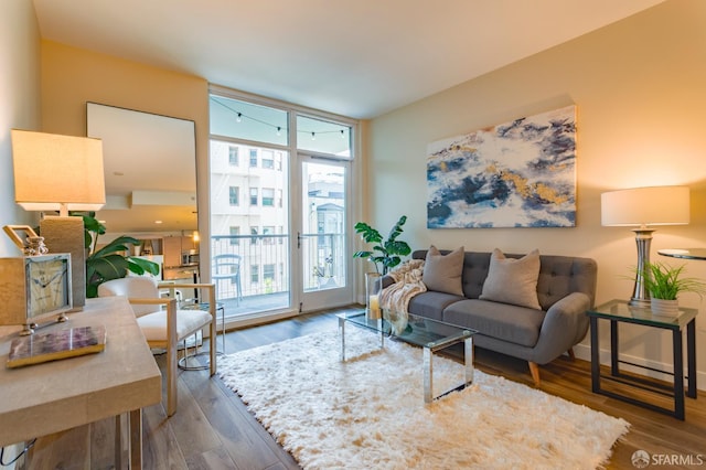 55 Page St Unit 428, San Francisco, CA 94102 - living room with wood finished floors and a wall of windows