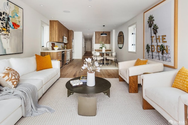 living room featuring light hardwood / wood-style floors