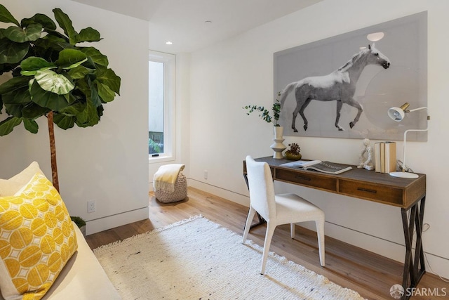 office space featuring hardwood / wood-style flooring