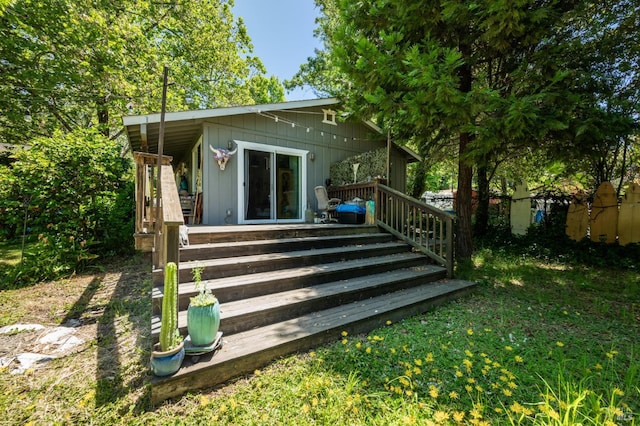 8352 Bodega Ave, Sebastopol, CA 95472 - rear view of property with a wooden deck and a lawn