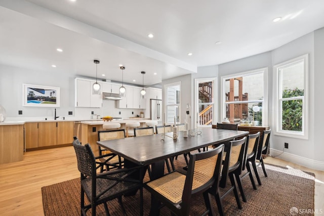 1029 Jackson St Unit 1031, San Francisco, CA 94133 - dining area with recessed lighting, light wood-style flooring, and baseboards