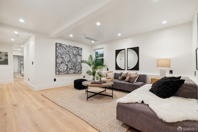 1029 Jackson St Unit 1031, San Francisco, CA 94133 - living area with recessed lighting, light wood finished floors, baseboards, and beamed ceiling