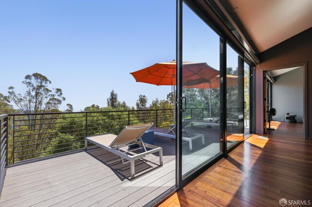 6353 Skyline Blvd, Oakland, CA 94611 - doorway with wood finished floors and lofted ceiling