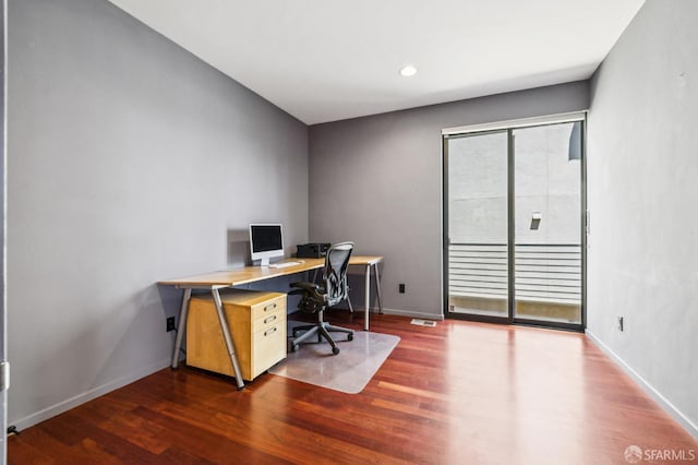 6353 Skyline Blvd, Oakland, CA 94611 - home office with wood finished floors, healthy amount of natural light, baseboards, and recessed lighting