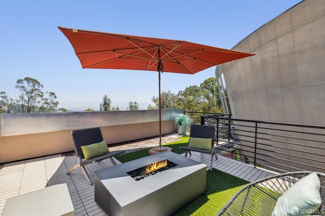 6353 Skyline Blvd, Oakland, CA 94611 - view of patio / terrace featuring a fire pit