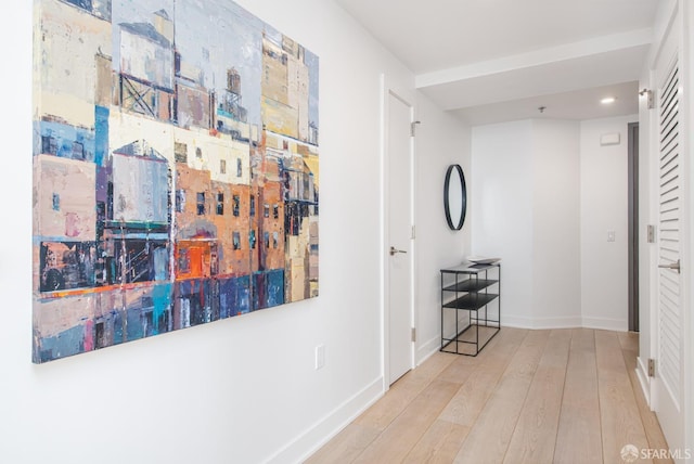 201 Folsom St Unit 38E, San Francisco, CA 94105 - corridor featuring hardwood / wood-style floors, baseboards, and recessed lighting