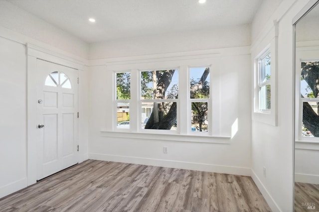 foyer entrance featuring a healthy amount of sunlight and light hardwood / wood-style flooring