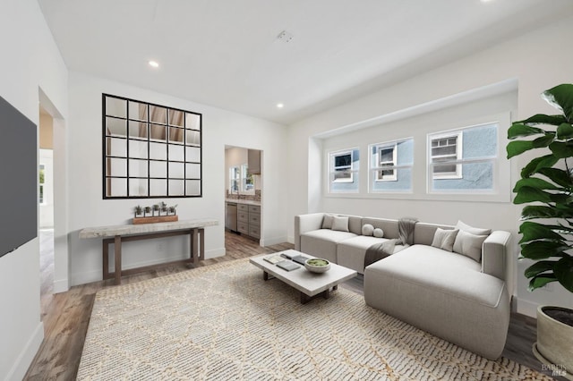 living room featuring light hardwood / wood-style flooring