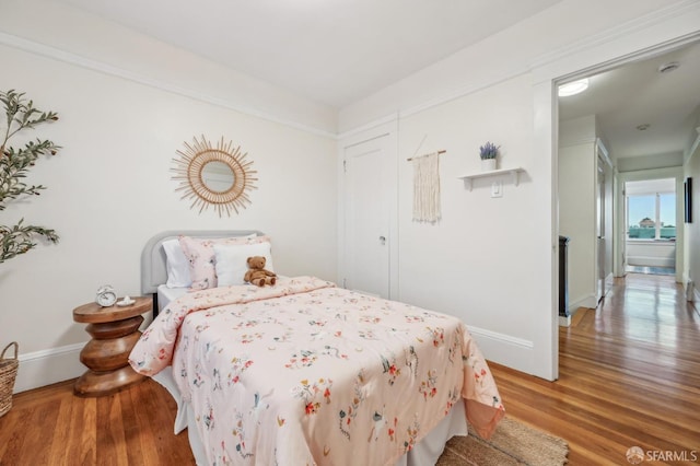 bedroom featuring wood-type flooring