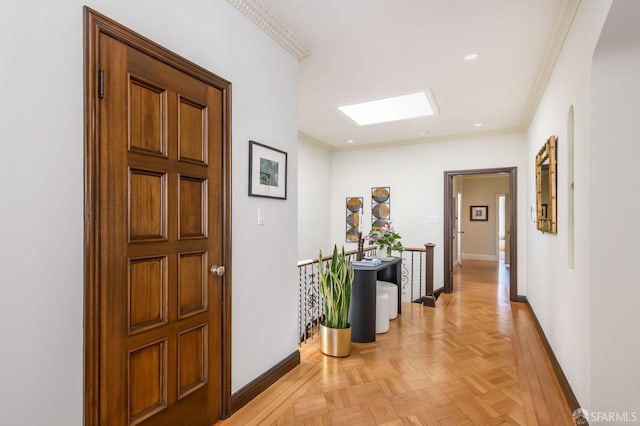 3544 Webster St, San Francisco, CA 94123 - corridor with a skylight and crown molding