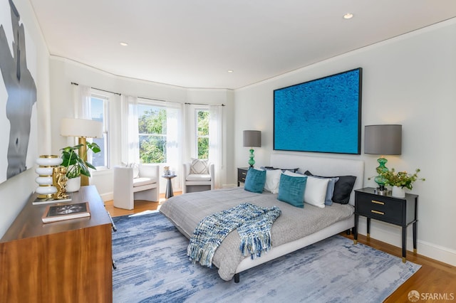 3544 Webster St, San Francisco, CA 94123 - bedroom with wood finished floors, recessed lighting, and crown molding