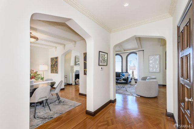 3544 Webster St, San Francisco, CA 94123 - entryway with arched walkways, recessed lighting, and ornamental molding