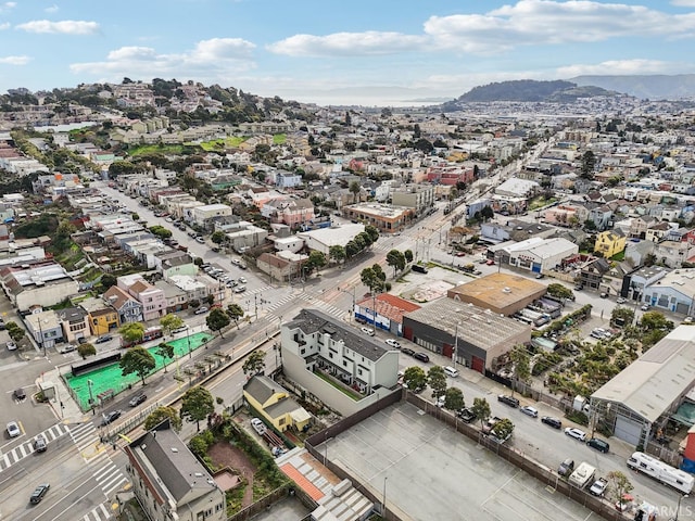 bird's eye view with a mountain view