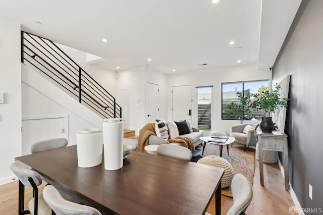 dining area featuring light hardwood / wood-style flooring