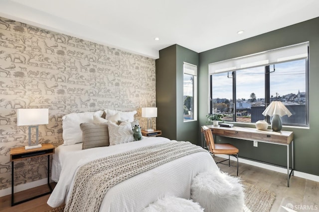 bedroom featuring light wood-type flooring