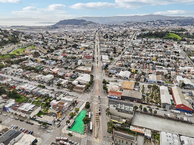 aerial view with a mountain view