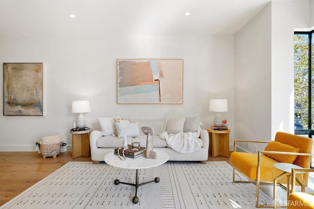 living room featuring light wood-type flooring