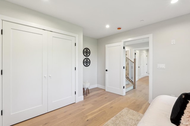 745 Redwood Rd, San Anselmo, CA 94960 - bedroom featuring recessed lighting, light wood-style flooring, baseboards, and a closet