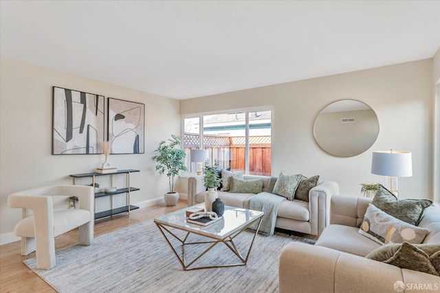 living room featuring light hardwood / wood-style flooring