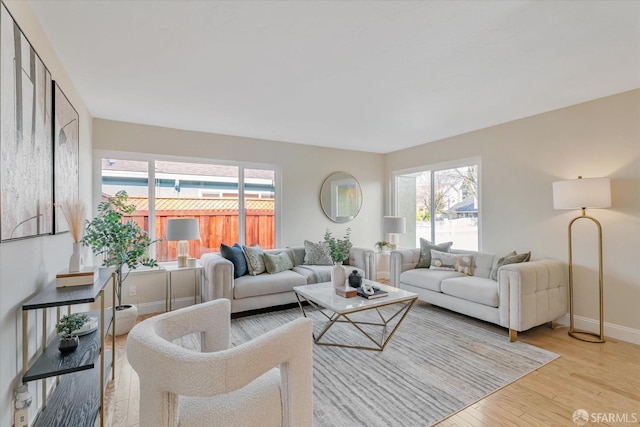 living room featuring light hardwood / wood-style floors