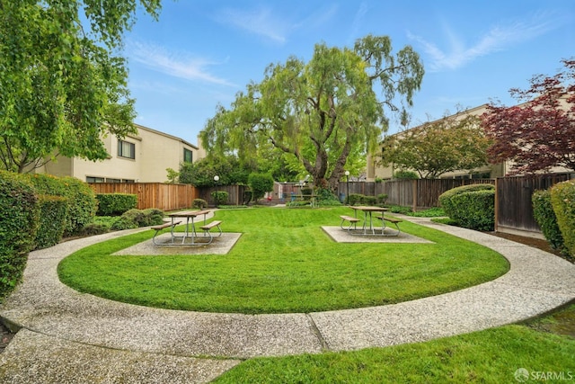 view of yard featuring a fenced backyard