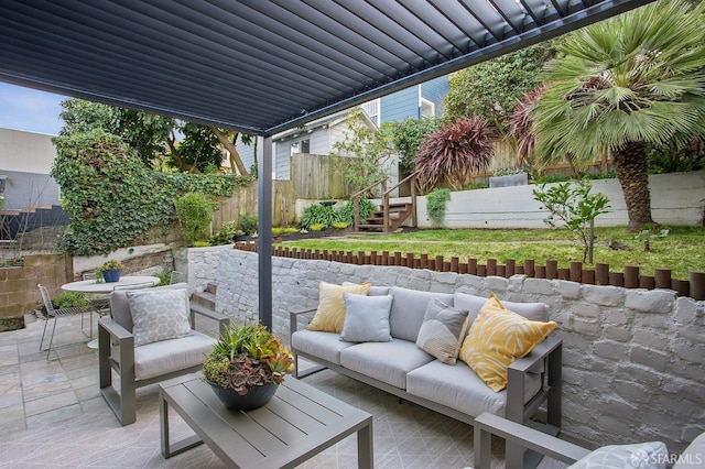 view of patio with an outdoor hangout area