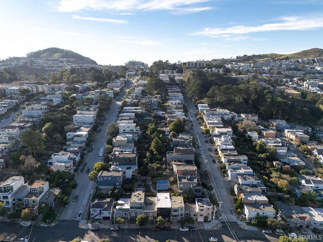 bird's eye view featuring a mountain view