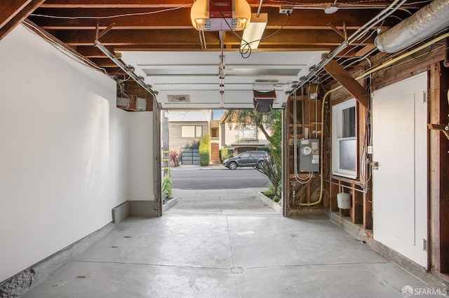 garage with a garage door opener