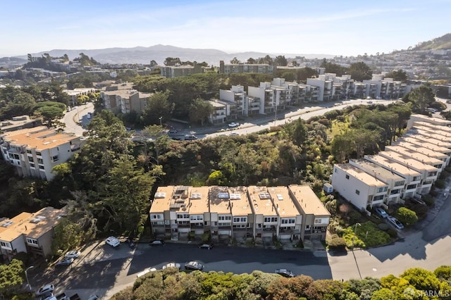 drone / aerial view with a mountain view