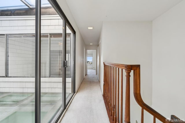 hallway with light carpet