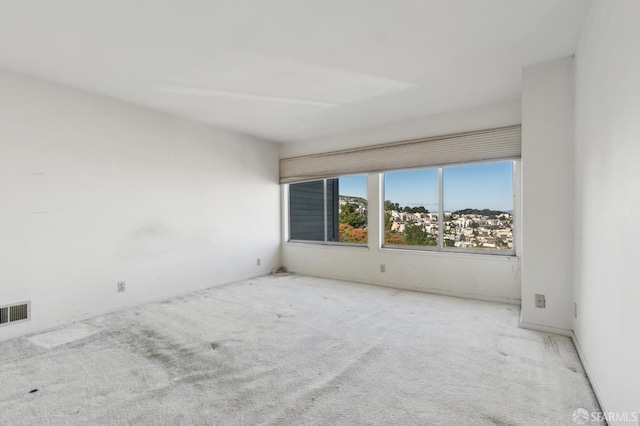 spare room featuring light carpet