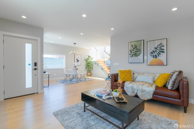 living room featuring light hardwood / wood-style flooring