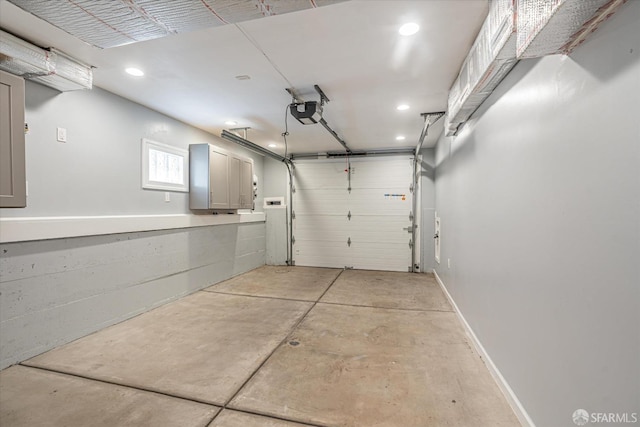 garage with a garage door opener