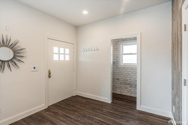 foyer with dark hardwood / wood-style flooring