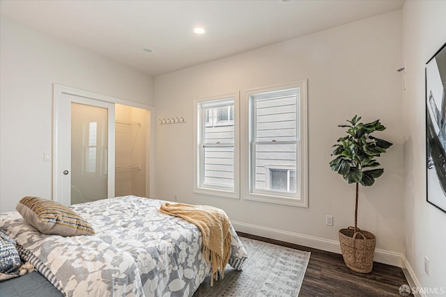 bedroom featuring dark hardwood / wood-style floors