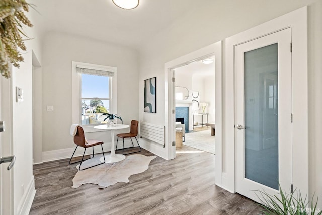 interior space with hardwood / wood-style floors